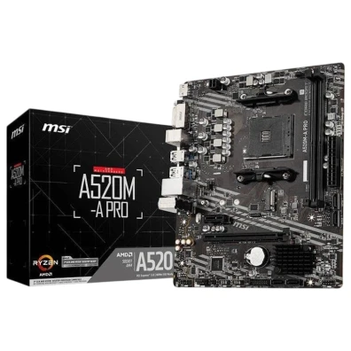 Placa Base MSI A520M-A PRO M-ATX AM4 HDMI DVI-D LAN 2xDDR4 3200MHz 1xM.2