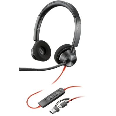 Auriculares PC POLY Blackwire 3320 USB-C con Adaptador USB-A