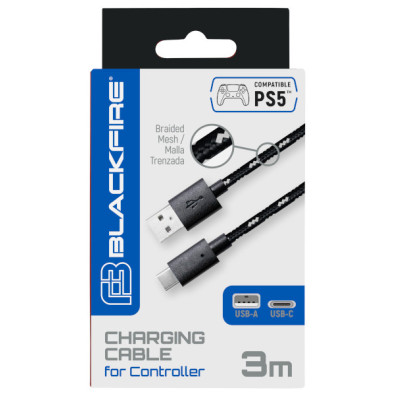 BLACKFIRE CHARGING CABLE FOR CONTROLLER (USB-A/USB-C) 3 METROS (PRO)