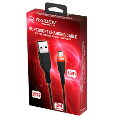 RAIDEN SUPERSOFT CHARGING CABLE LED (3M) (PX5/XBX/SWITCH)