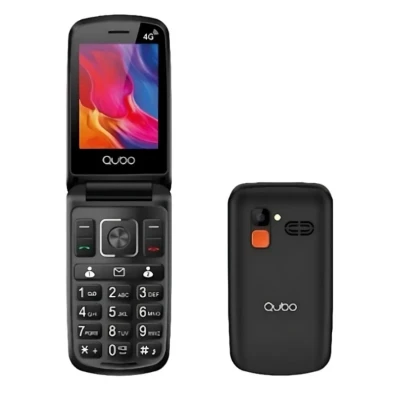 Teléfono Qubo P-210NW Negro con Pantalla 2.8" 4G, Botón SOS, Teclas Grandes y Tapa