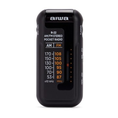 RADIO ANALÓGICA MINI AIWA R-22BK AM/FM HYPERBASS COLOR NEGRO