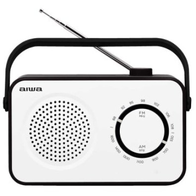 RADIO VINTAGE Aiwa R-190BW con Altavoz AM/FM 4" y Jack 3.5mm - Diseño Soft Touch en Stylish Color