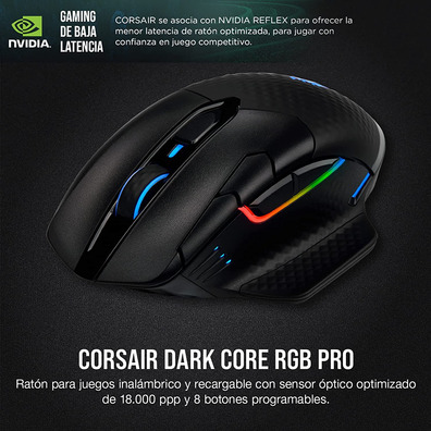 Ratón Corsair Dark Core RGB RF Wireless+Bluetooth Óptico 18000DPI