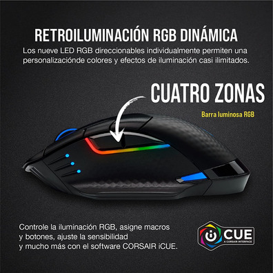 Ratón Corsair Dark Core RGB RF Wireless+Bluetooth Óptico 18000DPI