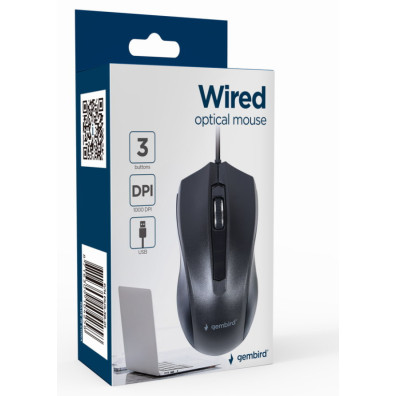 Ratón Gaming - GEMBIRD MUS-3B-01, Óptico, 1000 ppp, 10