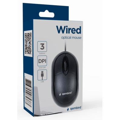 Gembird Mus-u-01 Usb Óptico 1000dpi Ambidextro Negro Ratón