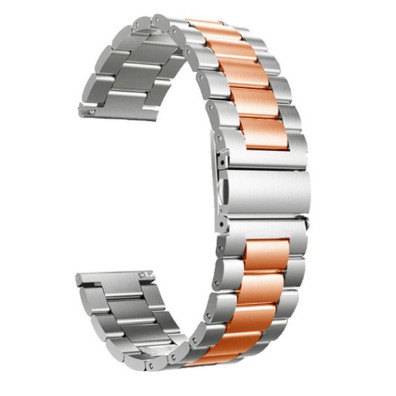 Correa Universal Metal Eslabones Dual 20mm para Smartwatch Xiaomi/Amazfit/Samsung/Huawei/Realme/Ticwatch - Rosa