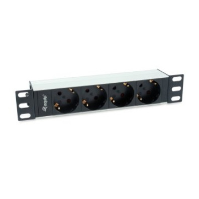 Regleta de Alimentación para Rack 10" 1U Aluminio - 4 Tomas Schuko Euro - Cable 1.5m
