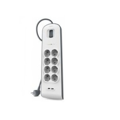 Regleta de Alimentación Belkin BSV804VF2M-V2 Blanco con 8 Tomas y Protección USB-A