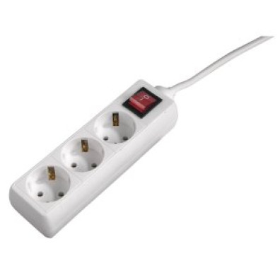 REGLETA HAMA: Alimentación con 3 tomas y interruptor, 1,4m - Color Blanco