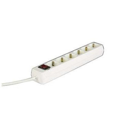 REGLETA HAMA DE ALIMENTACIÓN CON INTERRUPTOR, 6 TOMAS, 1,4m - COLOR BLANCA