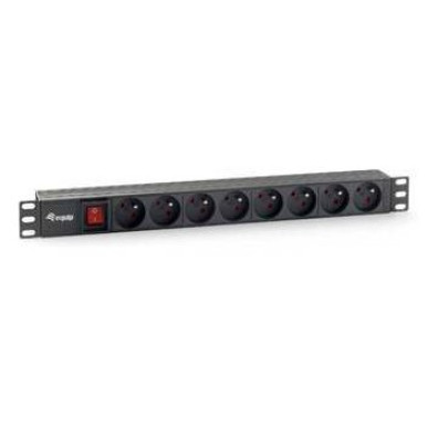 Regleta de Alimentación Rack 19" 1U 8 Tomas Modelo Francés con Interruptor - Marca Equip