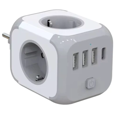 Regleta Cubo - Adaptador de enchufe 3x Tipo F 3x USB-A 1x USB-C