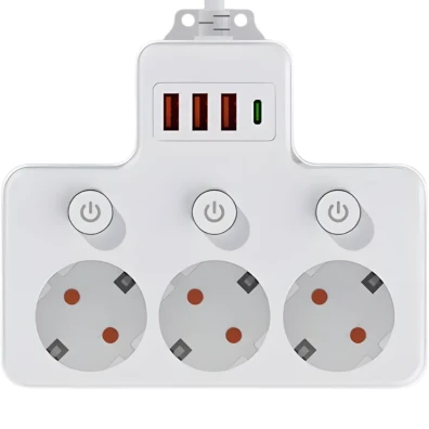 Regleta de enchufes con interruptores individuales - 6 tomas