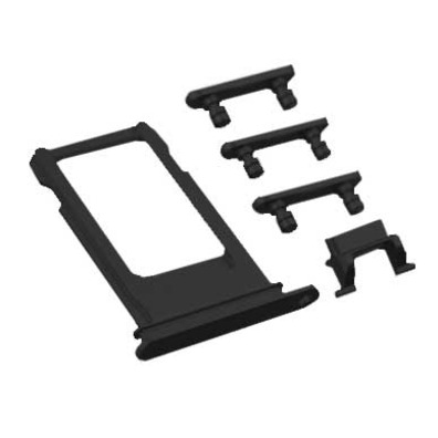Repuesto SIM Card + Botones Laterales iPhone 7 Negro Brillante