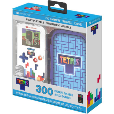 MY ARCADE PORTABLE GAMING SYSTEM GO GAMER TETRIS + TRAVEL CASE (300 BONUS GAMES)