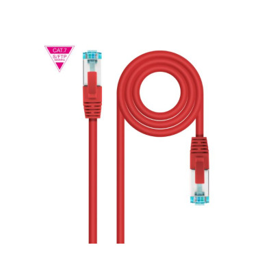 CABLE DE RED LATIGUILLO 600MHZ LSZH SFTP PIMF CAT7 AWG26 2 M ROJO NANOCABLE
