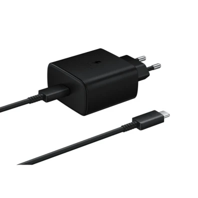 Samsung - Cable USB Tipo-C 45W Carga Súper Rápida Negro con Cargador de Pared