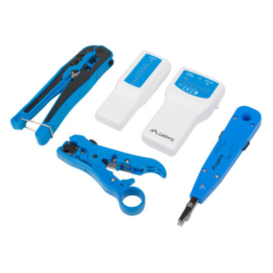 Kit Herramientas RED LAN Tester Crimpadora AZUL Estuche 5 unidades