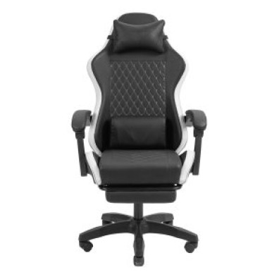 Silla Gamer Mars Gaming MGCXBBL Negra y Blanca Reclinable Reposabrazos Ajustable Reposapiés Cojines