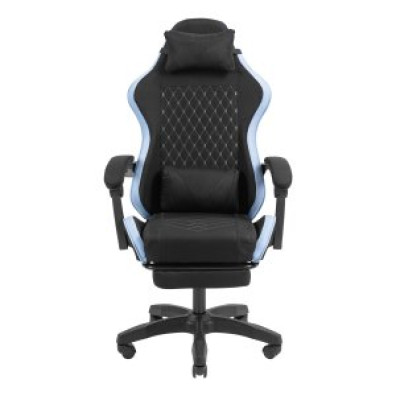 Silla Gamer Mars Gaming MGCXFGRBL Negra y Azul Reclinable Reposabrazos Ajustable Reposapiés Cojines