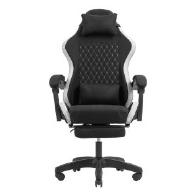 SILLA GAMER MARS GAMING NEGRA Y BLANCA RECLINABLE REPOSABRAZO AJUSTABLE REPOSAPIES COJINES