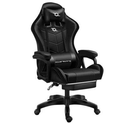 Silla Gaming PowerGaming Negro con Masaje y Altavoz Bluetooth - Reposapiés