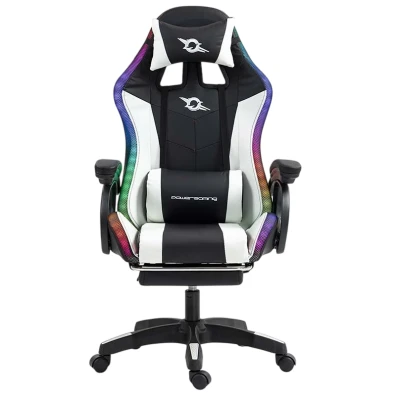 PowerGaming LED RGB Silla Reposapiés Negro+Blanco