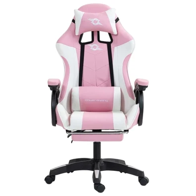PowerGaming Silla 7 puntos de Masaje Reposapiés Blanco+Rosa - Modelo PowerGaming - Categoría