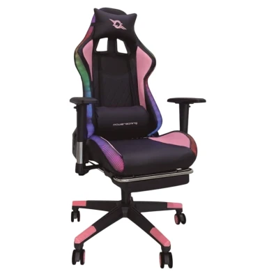 Silla PowerGaming LED RGB V2 Rosa con Reposapiés - Comodidad y Estilo en un Producto Gaming