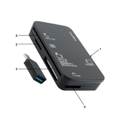 Lector de Tarjetas Externo COOLBOX CRE4AC - USB 3.0 SD/SDHC/SDXC MicroSD - Adaptador USB-C MS DNIe 4.0