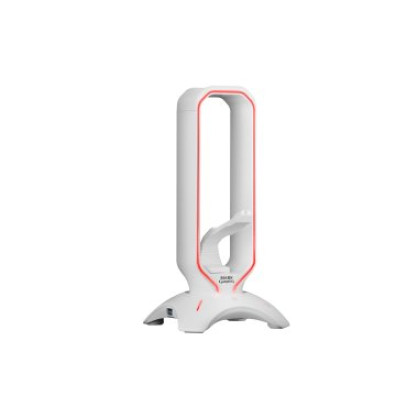 SOPORTE AURICULARES MARS GAMING MHHPRO WHITE CON HUB USB 3.0 Y BUNGEE PRA MOUSE CON ILUMINACIÓN