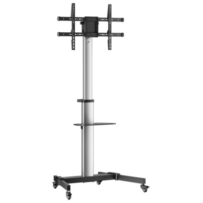 AISENS Floor Stand con Ruedas para Monitor/TV 50Kg de 37-86 Pulgadas, Negro-Plata