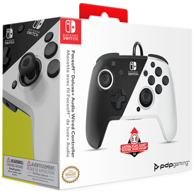 PDP FACEOFF DELUXE + AUDIO WIRED CONTROLLER BLACK/WHITE (NEGRO/BLANCO) ( SWITCH 2 / OLED )