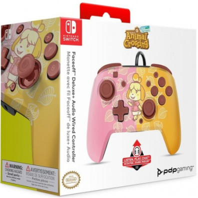 PDP FACEOFF DELUXE AUDIO WIRED CONTROLLER ANIMAL CROSSING: ISABELLE ( SWITCH 2 )