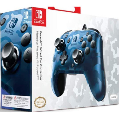 PDP FACEOFF DELUXE + AUDIO WIRED CONTROLLER CAMO AZUL ( SWITCH 2 )