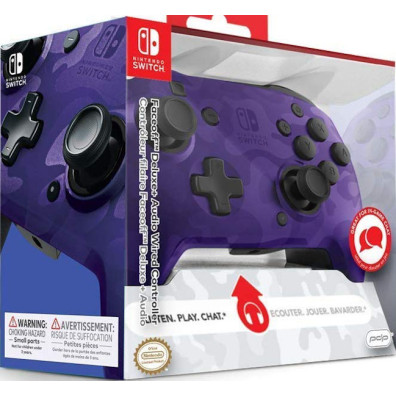 PDP FACEOFF DELUXE + AUDIO WIRED CONTROLLER PURPURA ( SWITCH 2 )