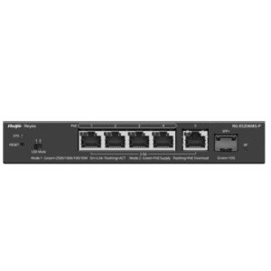 Switch Gestionable L2 Ruijie RG-ES206MG-P 6P 5xRJ45 2.5Gb 1xSFP 10GE 4xPOE 70W en la Nube