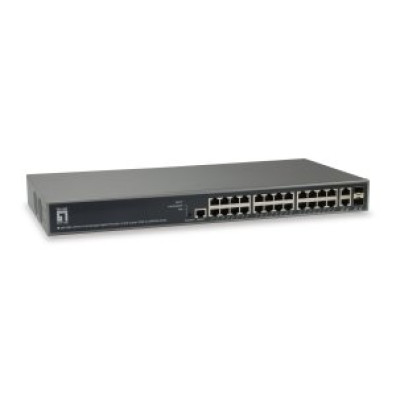 Switch Gestionable LEVELONE L3 GEP-2682 26 Puertos 24xGb PoE 2x RJ45/SFP 370W