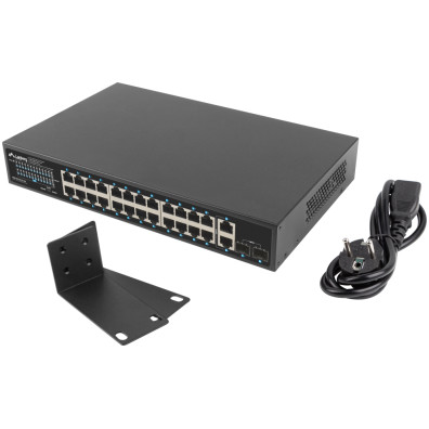 SWITCH LANBERG 24 PTOS 1GB POE+/2X SFP 2X GBIT ETHERNET 250W RACK 19"