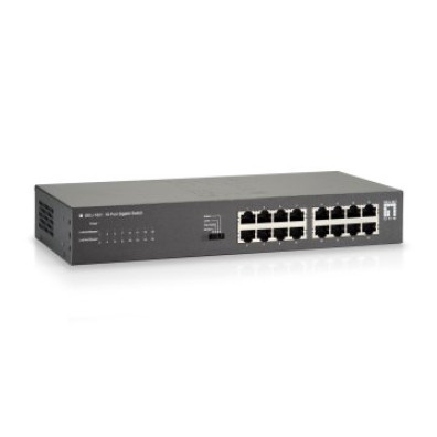Switch Level One No Gestion 16P Mini 10/100/1000 con Kit Montaje Rack 19"