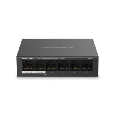 Switch PoE+ Mercusys MS106LP 6P 10/100 no gestionable con 4P PoE+ 30W Ethernet Mini Desktop