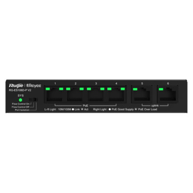 Switch RUIJIE REYEE RG-ES106D-P V2 10/100 6p POE AF/AT