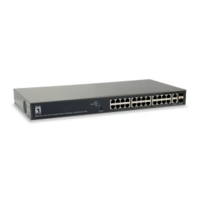Switch Semigestionable Level One GEP-2651, 26 Puertos Gigabit, PoE 185W, Carcasa Metálica