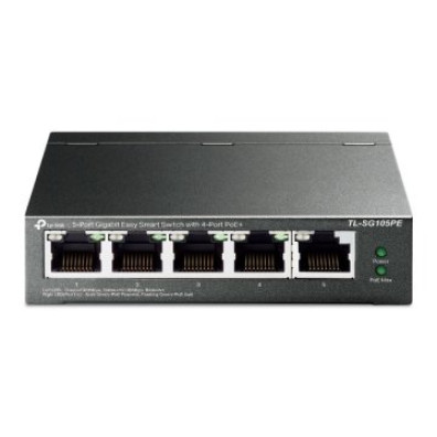 Switch Semigestionable TP-LINK SG105PE 5P Gigabit PoE+ 65W Total PoE - Carcasa Metálica