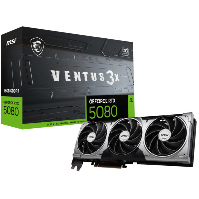 MSI VENTUS GeForce RTX5080 16G 3X OC NVIDIA GeForce RTX 5080 16 GB GDDR7, Tarjeta gráfica