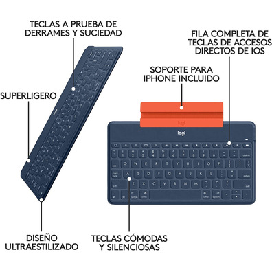 Teclado Bluetooth Logitech Keys-to-Go iPhone/iPad Azul