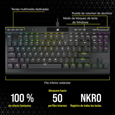 Teclado Corsair K70 TKL CS MX Red (Español)