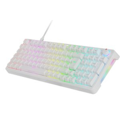 TECLADO MARS GAMING MKPROWYES MECANICO RGB SILENT SWITCH COLOR BLANCO CON RUEDA DE CONTROL